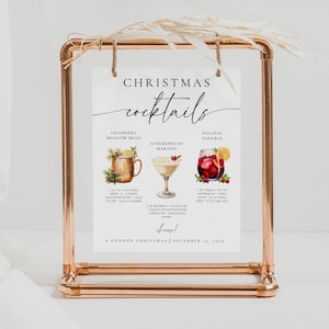 Holiday Cocktail Menu. Christmas Drink Sign. Signature Cocktail Signage. Festive Bar Menu. Printable Xmas Party Decor. Editable Images.