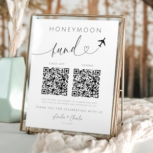 Honeymoon Fund Sign Canva. Editable DIY Venmo QR Code Wedding Wish Sign. Modern Wedding Cash Gift. Future Fund. Instant Download. WTL