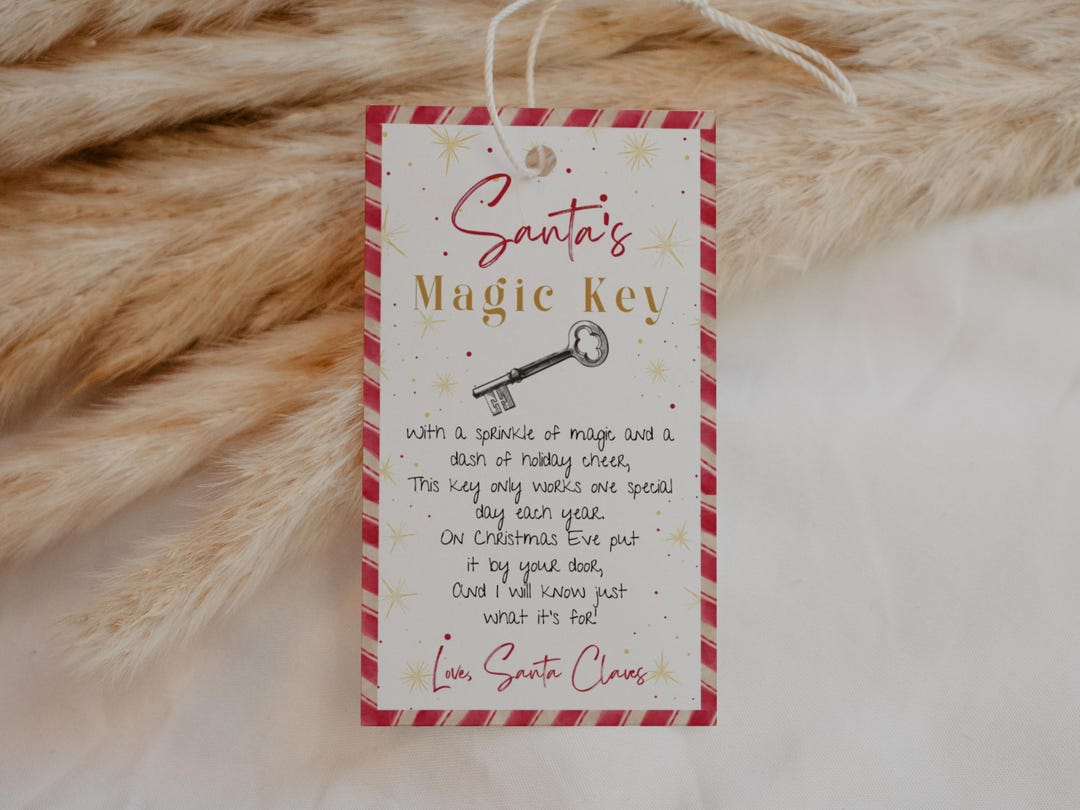 Magic Notes Tags Santa's Magic Key Tag Printable. Kid's Magical Door Xmas Eve Key for ...