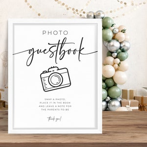 Photo Guestbook Sign Printable Baby Shower Guest Book Sign Template Polaroid Sign Leave A Pic Snap It Shake It Editable Instant Download SER