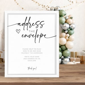 Address The Envelope Sign. Minimalistic Baby Shower. Help The Busy Mom To Be. Addressee Sign. Gender Neutral Envelope Addressing Station SER