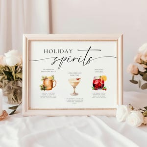 Drink Menu Template Christmas. Holiday Drink Sign. Signature Cocktail Signage. Festive Bar Menu. Printable Xmas Party Decor. Editable Images