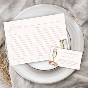Bridal Shower Recipe Request Card. Boots & Bubbly Country Western Shower. Rustic Printable Bundle. 5 by 7 Template. Digital Download. FLL17