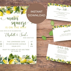 Main Squeeze Baby Shower Bundle. DIGITAL DOWNLOAD. Lemon Baby Shower. Gender Neutral Invitation Set. Citrus Baby Shower. Co-ed Shower. BS35