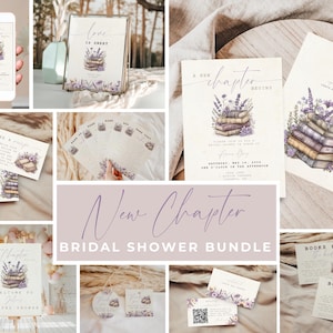 New Chapter Bridal Shower Bundle. Storybook Wedding Shower Invitation Template. Printable Bridal Games & Signs. Book Theme Decor. FLL25