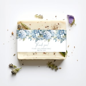 Hydrangea Soap Favors. Editable Bridal Shower Soap Label. Dusty Blue Florals Printable. Wedding Shower Soap Tag. Instant Download. FLL30
