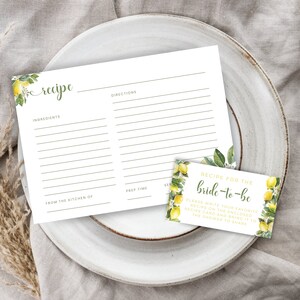 Recipe Cards for Bridal Shower Lemon. Printable Recipe Card Bundle. Main Squeeze Citrus Shower. 5 by 7 Template. Digital Download. FLL35