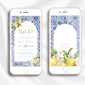 Lemon Bridal Shower Evite. Editable She Found Her Main Squeeze Electronic Invite. Amalfi Coast Digital Invitation. Text or Email. FLL52