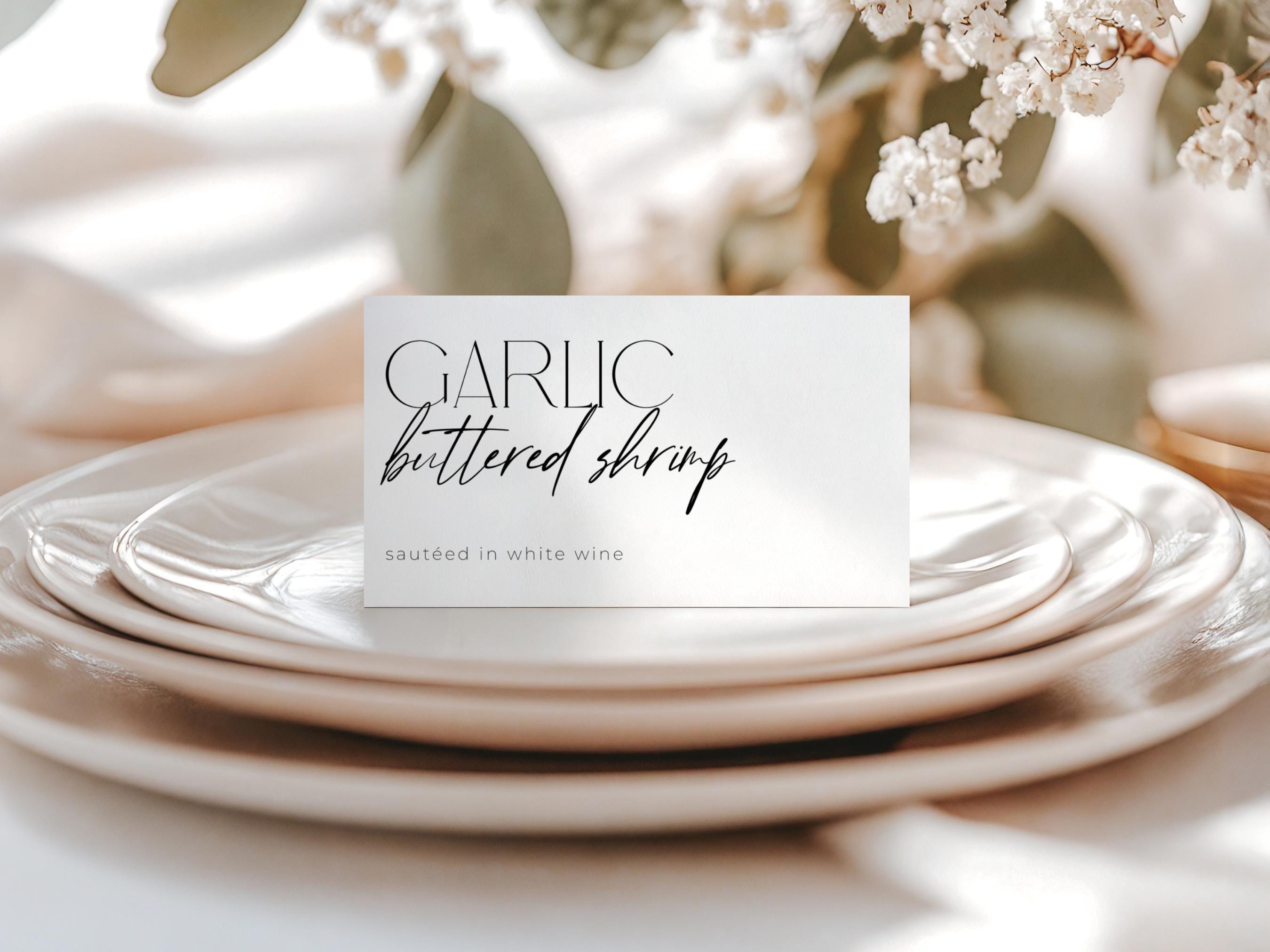Buffet Card Table Signs. Minimalist Catering Place Cards. Event ...