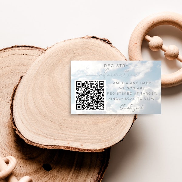 Cloud 9 Baby Shower Registry Card QR Codes. We're on Cloud Nine. Gender Neutral. Editable Insert. Instant Download. Gift Registry. FLL102