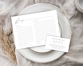 Minimalist Recipe Request Card. Elegant Bridal Shower Recipe Card Insert. Printable Bundle. 5 by 7 or 4 by 6 Template. Digital Download. GRD