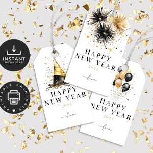 Happy New Year Gift Tag Printable. Instant Download. Champagne Tag. New ...