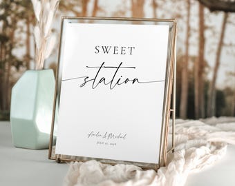 Printable Dessert Bar Sign. Modern Minimalist Wedding Sweet Station Table Signage. Printable Candy Bar Poster. Editable Template. GRD