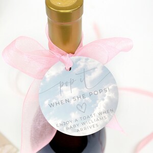 Baby Shower Favor Tags: "Pop It When She Pops" Prosecco Labels (Digital Download) BS4B
