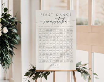 Modèle de jeu-concours pour la première danse. Jeu de réception de mariage : 100 chansons. Modèle Canva modifiable (téléchargement numérique) GRD