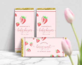Berry Sweet Baby Shower Chocolate Bar Wrapper Template (Digital Download) BS42