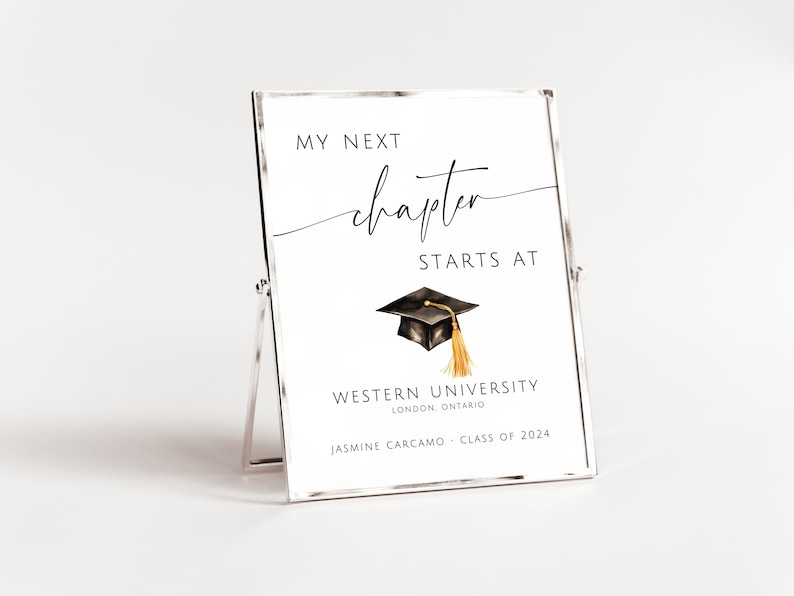 Graduation printable Sign My Next Chapter. Personalized Graduation Party Decoration. Modern Class of 2026 Printable. Editable Template. SCH4 image 1