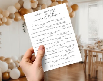 Funny Baby Shower Mad Libs. Minimalist Baby Shower Game. Instant Download. Fun Baby Shower Activity. Editable Printable Template. MEL