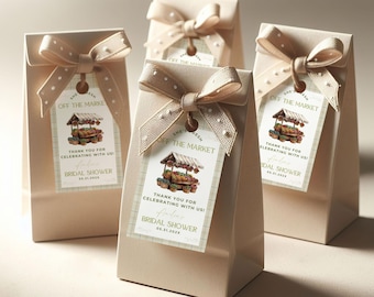Off The Market Bridal Shower Favor Tags. Farmer's Market Thank You Gift Label. Editable Template. Printable tag. Customizable Stickers. WS04
