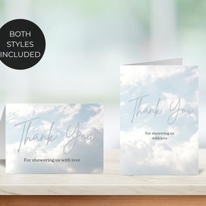 Cloud 9 Baby Shower Thank You Card. We&#39;re on Cloud Nine Thank You. Gender Neutral Baby Shower. Instant Download. Baby Shower Thanks. FLL13