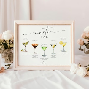 Martini Themed Bar Sign. Martini Signature Drinks Sign Template. A 'Tini Bit Older Party Decor. Editable Images. Printable Cocktail Bar Menu