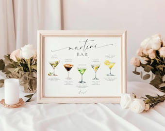 Martini Themed Bar Sign. Martini Signature Drinks Sign Template. A &#39;Tini Bit Older Party Decor. Editable Images. Printable Cocktail Bar Menu