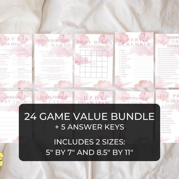 Pink Cloud 9 Baby Shower Games. Editable Girl Cloud Nine Baby Shower Bundle. Instant Download. Fun Baby Shower Games. Printable Games. FLL13