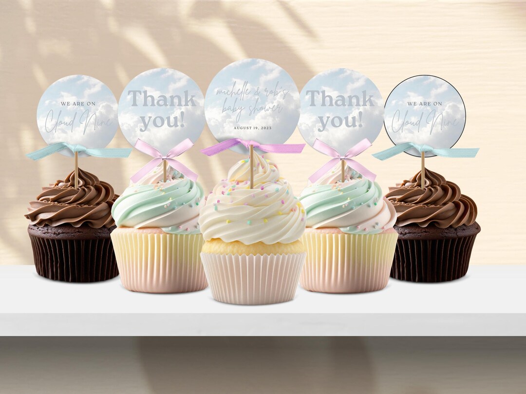 Cloud 9 Cupcake Toppers. Baby Shower Decor. Shower Favors. - Etsy
