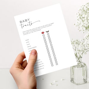 Baby Shower Baby Traits Game. Mom or Dad Guessing Game. Minimal Baby Shower. Gender Neutral. Editable Card. Printable Instant Download. SEN