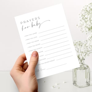 A Prayer For Baby Cards Editable. Baby Advice and Prayers Card. Minimalist Printable Baby Game. Gender Neutral. Instant Download. Canva. SEN