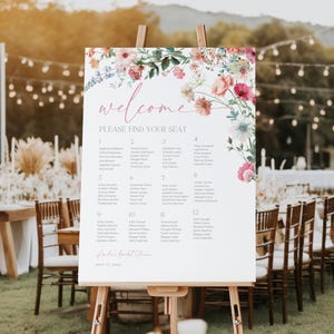 Colorful Wildflower Seating Chart Template. Love In Bloom Table Arrangement. Bridal & Baby Shower Find Your Seat. Instant Download. FLL01