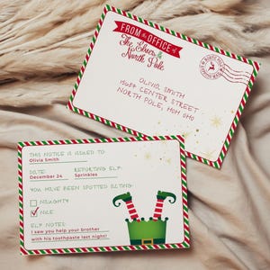Boletín de notas de elfo. Informe oficial editable de elfo. Correo imprimible del Polo Norte. Carta de Papá Noel. Accesorios de elfo. Nota personalizada del elfo.