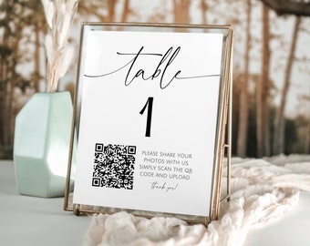 Table Number Signs QR Code. Minimalist Table Signs. Share Your Photos. Table Number Printable. Editable Custom Decor. Instant Download. GRD