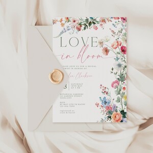 Love In Bloom Bridal Shower Invitation. Colorful Wildflower Invite. Spring Summer Wedding Brunch. Editable Template. Digital Download. FLL01 image 6