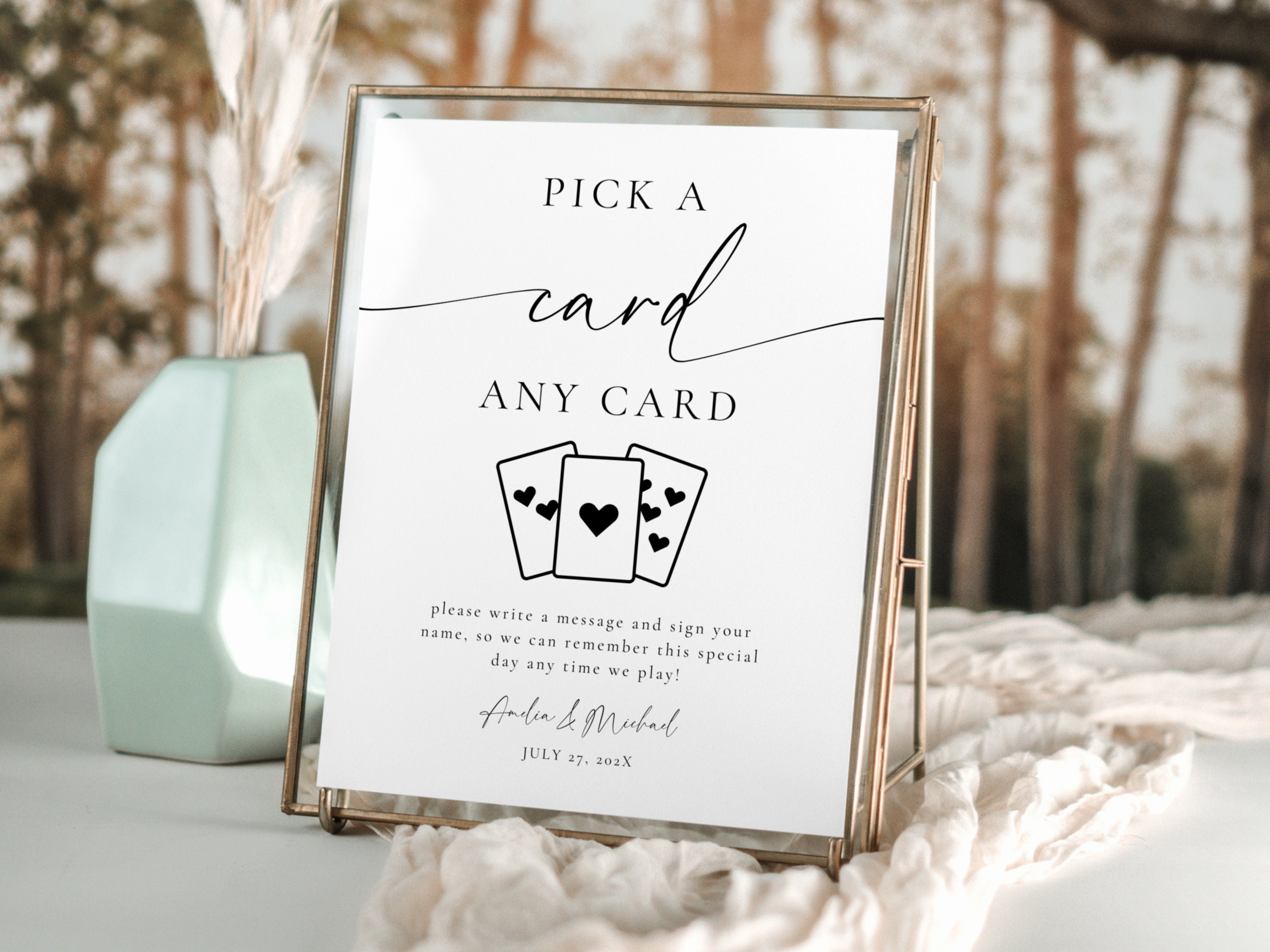 Playing Cards Guest Sign. Please Sign Our Guestbook. Editable Sign Template. Pick A Card Any Card. Custom Wedding Playing Card Sign. GRD