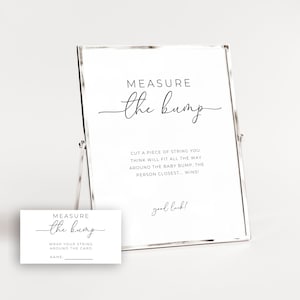 Measure The Baby Bump Game. Baby Shower Activity Card and Sign. Gender Neutral Game Template. Editable Instant Download. MEL