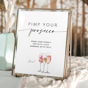 Pimp Your Prosecco Sign. Mimosa Bar Sign. Bubbly Station Table Decor. Minimalist Bridal Shower. Editable Template. Instant Download. GRD