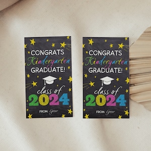 Kindergarten Graduation Tags. End Of School Year Gift Tag. Grad Favor Tags. Class Treat Tags. Instant Download. Editable Template. SCH1