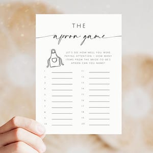 Printable Bridal Shower Apron Game. Guess The Items On Apron Wedding Shower Game. Kitchen Utensils Editable Template. Instant Download. GRD