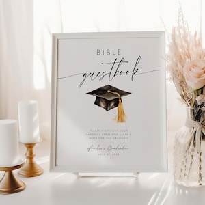 Bible Guest Book Sign For Graduation. Highlight Your Favorite Bible Verse Signage. Editable Grad Party Decor. Class of 2025 Printable. SCH4