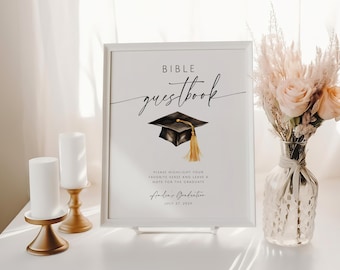 Bible Guest Book Sign For Graduation. Highlight Your Favorite Bible Verse Signage. Editable Grad Party Decor. Class of 2025 Printable. SCH4