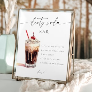Dirty Soda Bar Sign Wedding. Soda Bar Mocktail Print. Signature Drink Bar Menu Template. NonAlcoholic Pop Bar. Grad Baby Bridal Shower Decor