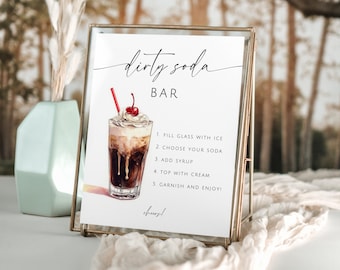 Dirty Soda Bar Sign Wedding. Soda Bar Mocktail Print. Signature Drink Bar Menu Template. NonAlcoholic Pop Bar. Grad Baby Bridal Shower Decor