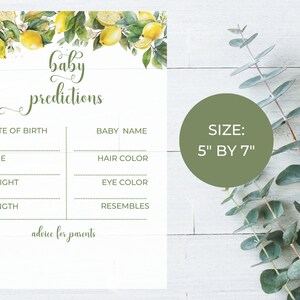 Baby Predictions Guessing Game. Lemon Main Squeeze Theme. Citrus Co-ed Shower. Fun Baby Shower Guesses Game. Sweet Little One. BS35