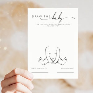 Draw The Baby Game Printable. Minimalist Baby Shower Game. What Will Baby Look Like. Instant Download. Fun Activity. Baby Game Card. GRD
