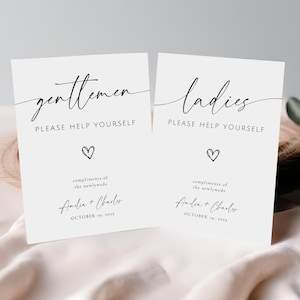 Wedding Bathroom Basket Sign. Ladies & Gentlemen Please Take One Sign. Wedding Reception Restroom Sign. Wedding Bathroom Favors Signage. GRD