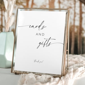 Cards And Gifts Sign Canva. Minimalist Baby Shower Decor. Editable Bridal Shower Template. Simple Modern Gift Table. Printable Signage. GRD