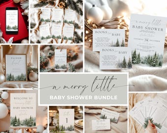 A Merry Little Baby Shower Bundle. Christmas Winter Wonderland Invitation Set. Gender Neutral. Editable Holiday Decor Games & Favors. BS93