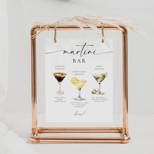 Martini Bar Signage. Martini Signature Drinks Bar Sign Template. Cocktail Bar Menu. Printable A 'Tini Bit Older Party Decor. Editable Images