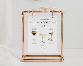 Martini Bar Signage. Martini Signature Drinks Bar Sign Template. Cocktail Bar Menu. Printable A &#39;Tini Bit Older Party Decor. Editable Images